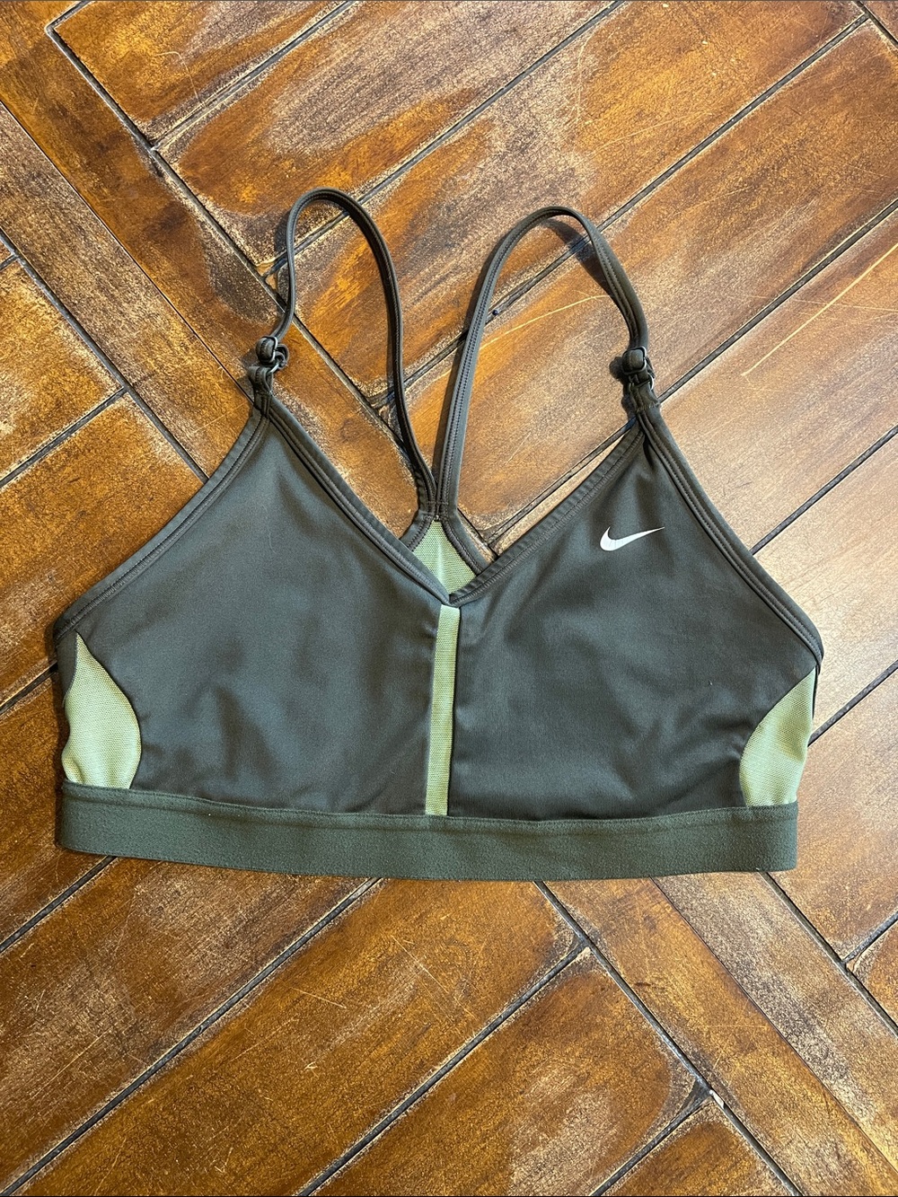 Nike Dark Olive & Light Green Strappy Low-Impact Sports Bra